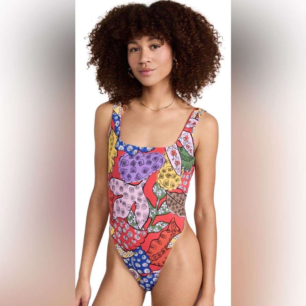 Mara Hoffman Idalia red / multi one piece swimsuit size small